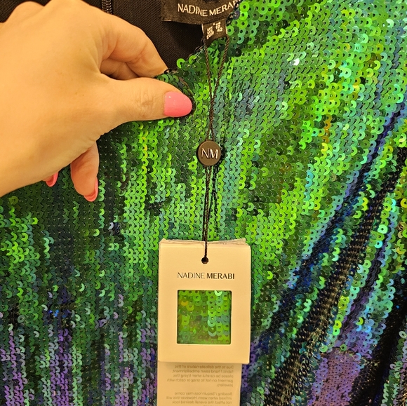 Nadine Merabi GIGI IRIDESCENT GREEN DRESS - Picture 6 of 7